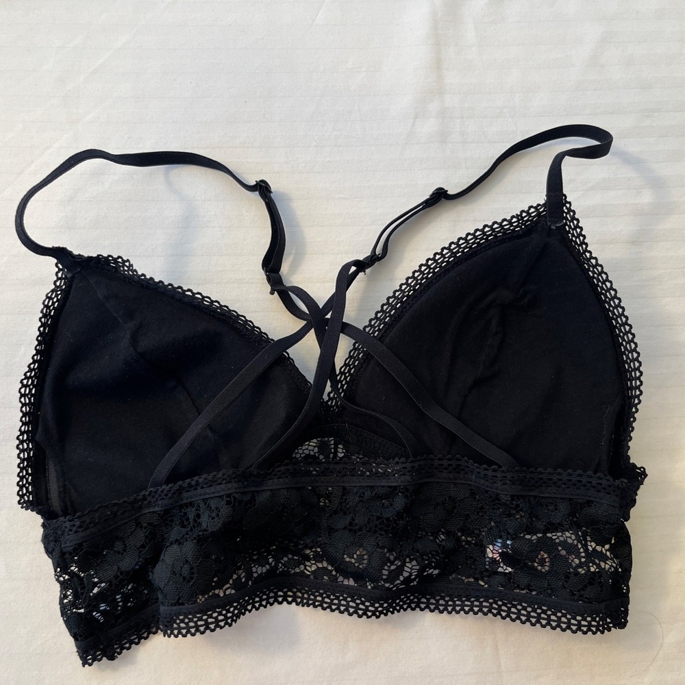 Xhilaration Women's Lace Bandeau Bra S Small Black Longline Bralette - Picture 2 of 10